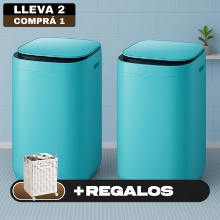 Mini Lavadora TurboWash Inteligente (Ahorrá Agua, Espacio y Tiempo) + Cesto de Lavado de Regalo