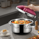 Olla a Presión 2 en 1 con Triple Capa de Acero Inoxidable Antiadherente y Tapa de Vidrio